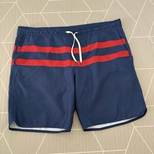 Fair Harbor The Anchor Shorts Size XL Lined Swim Trunks Athletic Blue Red Stripe